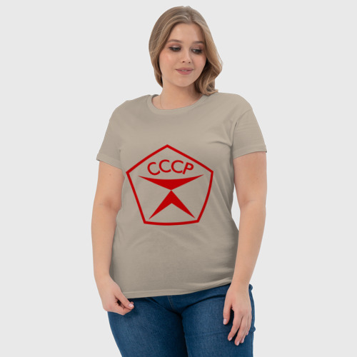 Женская футболка хлопок с принтом CCCP знак качества, фото #4