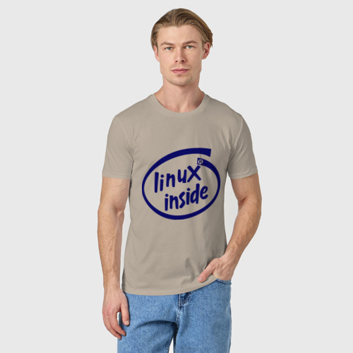 Мужская футболка хлопок с принтом Linux inside, фото на моделе #1