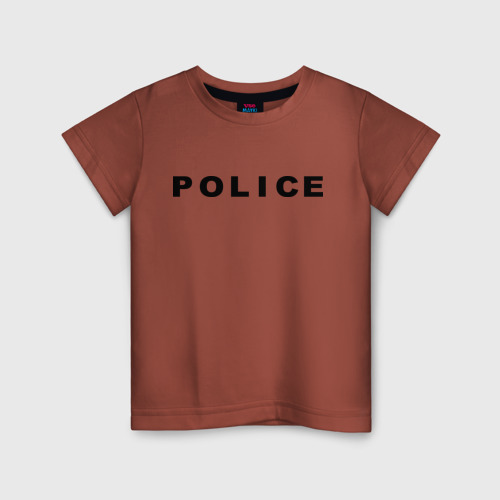 Детская футболка хлопок с принтом POLICE, вид спереди #2