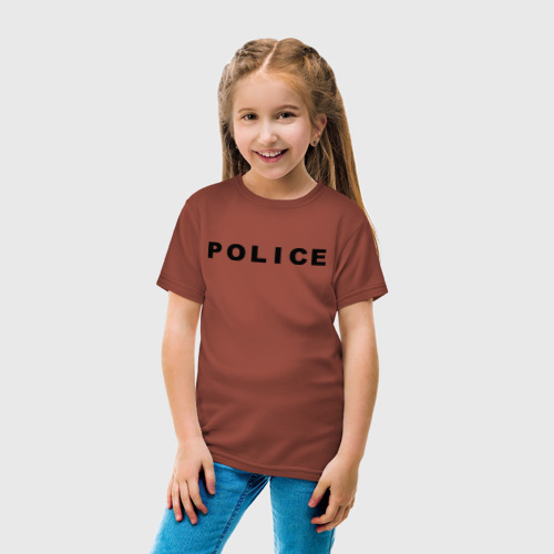 Детская футболка хлопок с принтом POLICE, вид сбоку #3