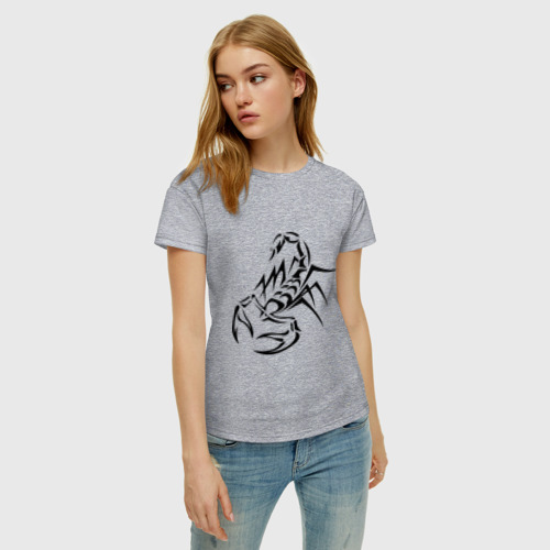 Женская футболка хлопок с принтом Скорпион, фото на моделе #1