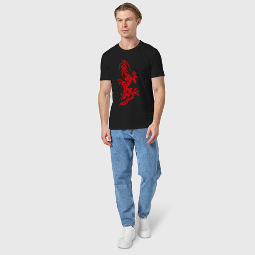 Мужская футболка хлопок с принтом Дракон-ящер, вид сбоку #3