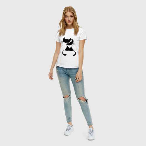 Женская футболка хлопок с принтом Кошки LOVE, вид сбоку #3