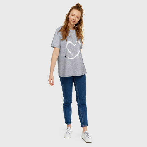 Женская футболка хлопок Oversize с принтом Самолёт любви, вид сбоку #3