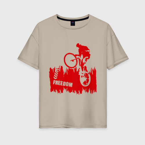Женская футболка хлопок Oversize с принтом Велосипед, вид спереди #2