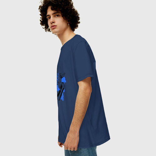 Мужская футболка хлопок Oversize с принтом Сноуборд, вид сбоку #3
