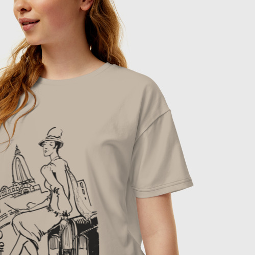 Женская футболка хлопок Oversize с принтом Ретро 2, фото на моделе #1