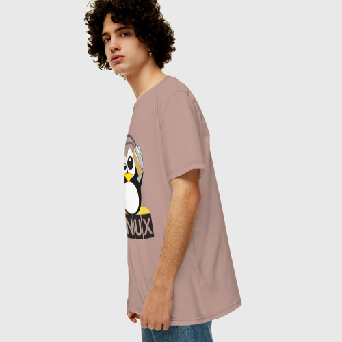 Мужская футболка хлопок Oversize с принтом Linux (6), вид сбоку #3