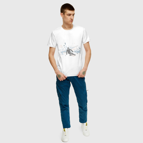 Мужская футболка с принтом Лыжник (3), вид сбоку #3