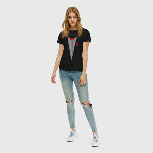 Женская футболка хлопок с принтом Cмокинг, вид сбоку #3