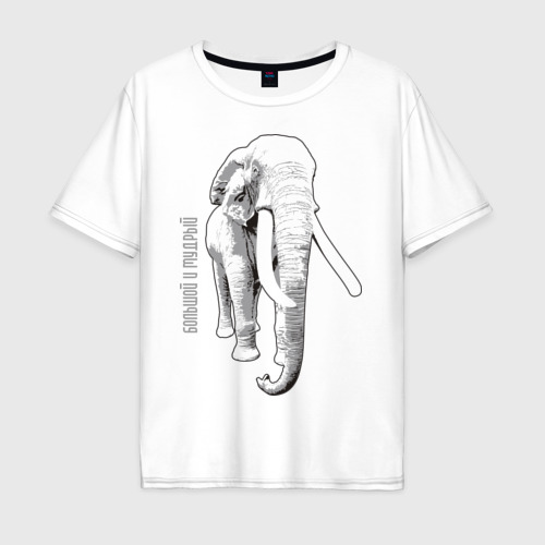 Мужская футболка хлопок Oversize с принтом Большой и Мудрый, вид спереди #2