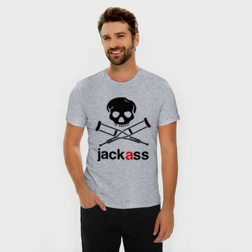 Мужская футболка хлопок Slim с принтом Jackass Чудаки, фото на моделе #1