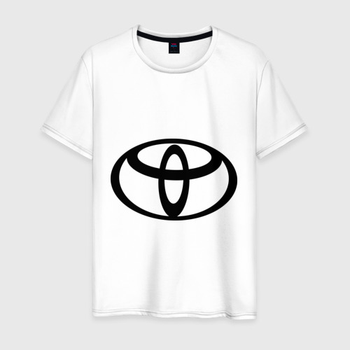 Мужская футболка хлопок с принтом Toyota black logo, вид спереди #2