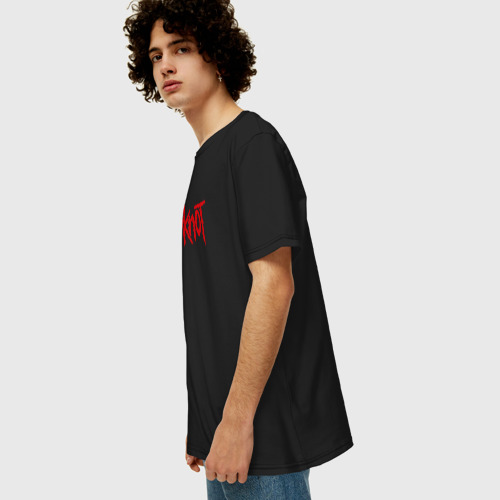 Мужская футболка хлопок Oversize с принтом Slipknot (1), вид сбоку #3