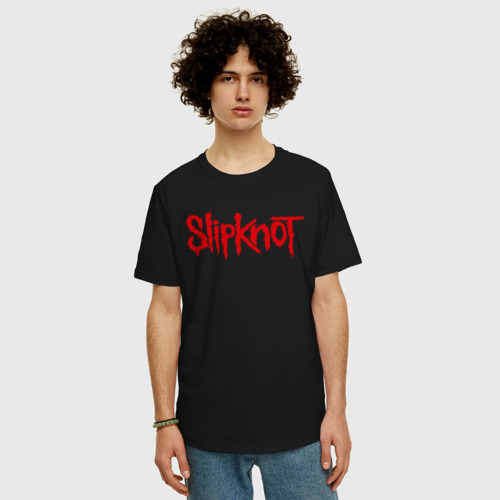 Мужская футболка хлопок Oversize с принтом Slipknot (1), фото на моделе #1