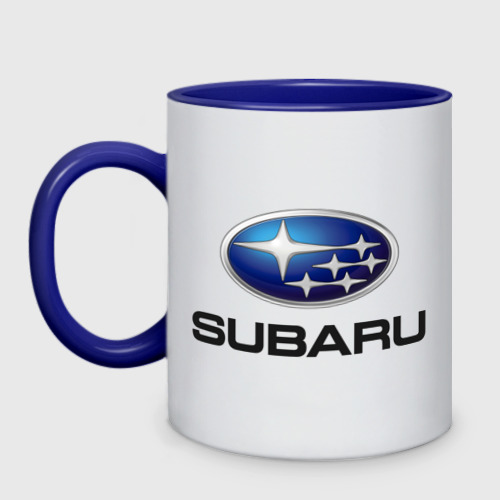 Кружка двухцветная с принтом Subaru, вид спереди #2