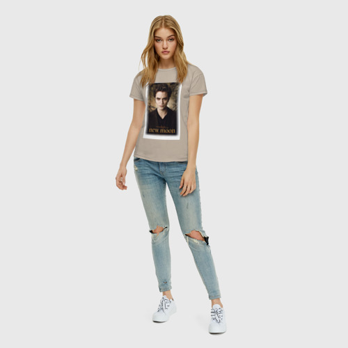 Женская футболка хлопок с принтом Новолуние 2, вид сбоку #3