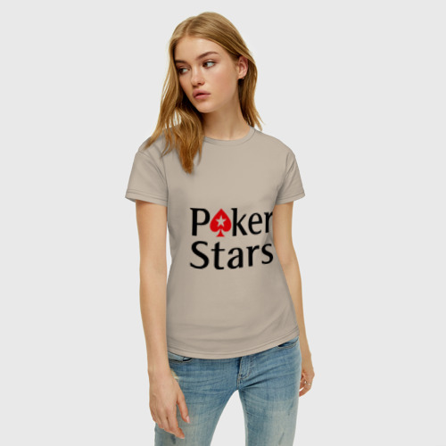 Женская футболка хлопок с принтом Poker Stars, фото на моделе #1
