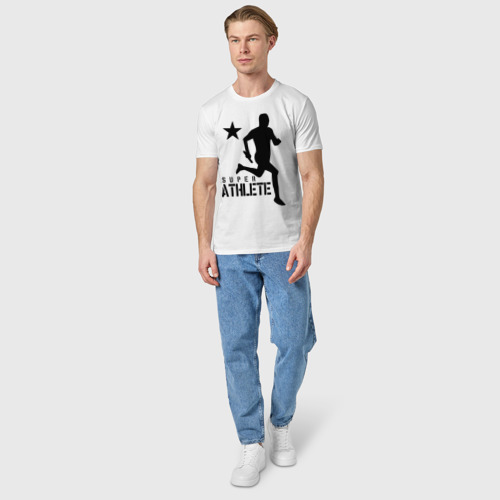 Мужская футболка хлопок с принтом Лёгкая атлетика (4), вид сбоку #3