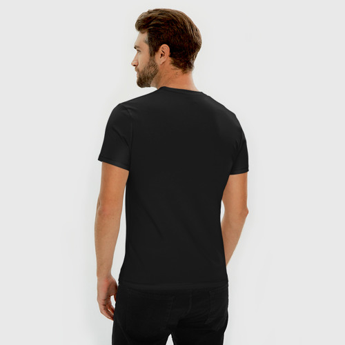 Мужская футболка хлопок Slim с принтом Коробка передач, вид сзади #2