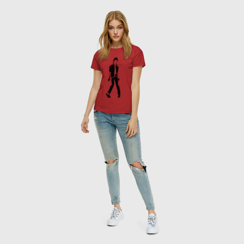 Женская футболка хлопок с принтом Майкл Джексон (9), вид сбоку #3