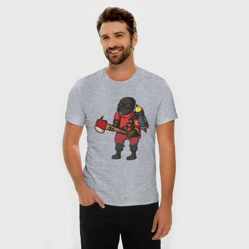 Мужская футболка премиум с принтом Pyro comics - TF2, фото на моделе #1