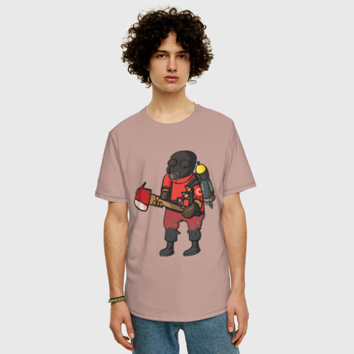 Мужская футболка хлопок Oversize с принтом Pyro comics - TF2, фото на моделе #1