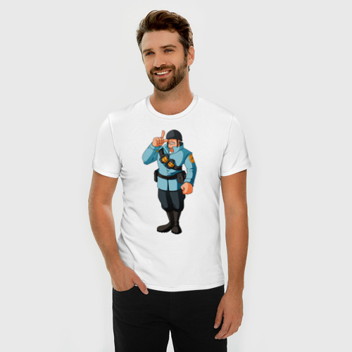 Мужская футболка хлопок Slim с принтом Soldier - TF2 1, фото на моделе #1