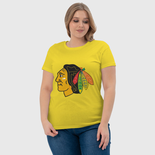 Женская футболка хлопок с принтом Chicago Blackhawks, фото #4