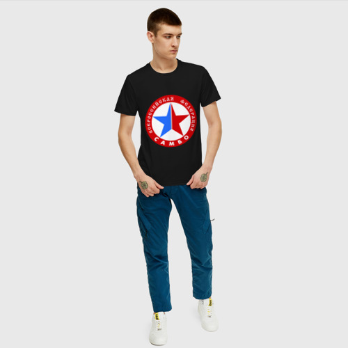 Мужская футболка с принтом Федерация САМБО, вид сбоку #3