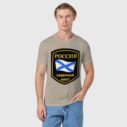 Мужская футболка хлопок с принтом Северный флот, фото на моделе #1