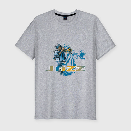 Мужская футболка хлопок Slim с принтом Jazz 2, вид спереди #2