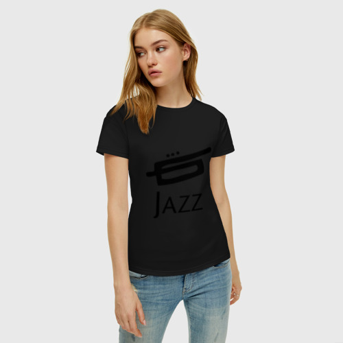 Женская футболка хлопок с принтом Jazz (3), фото на моделе #1