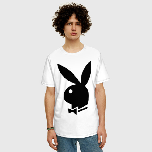Мужская футболка хлопок Oversize с принтом Playboy, фото на моделе #1