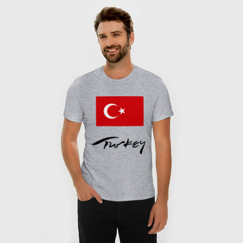 Мужская футболка хлопок Slim с принтом Turkey 2, фото на моделе #1