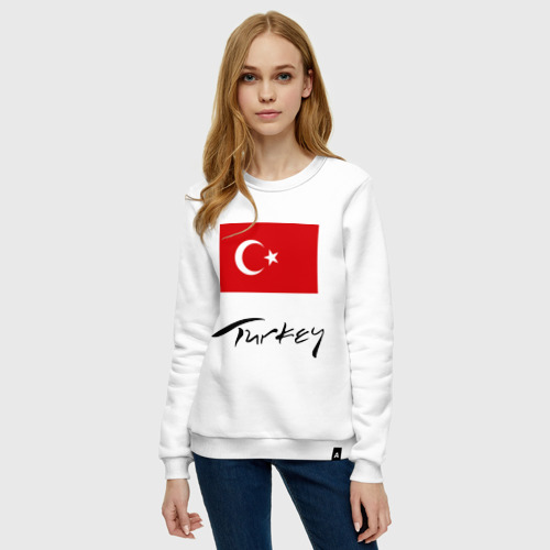 Женский хлопковый свитшот с принтом Turkey (2), фото на моделе #1
