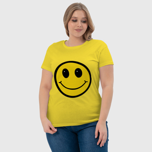 Женская футболка хлопок с принтом Смайл - улыбка, фото #4