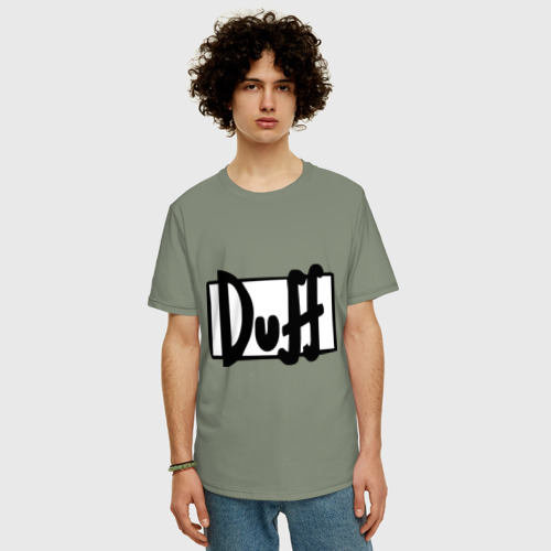 Мужская футболка хлопок Oversize с принтом Duff, фото на моделе #1