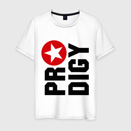 Мужская футболка хлопок с принтом Prodigy лого со звездой, вид спереди #2