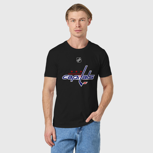 Мужская футболка хлопок с принтом Washington Capitals Ovechkin 8, фото на моделе #1