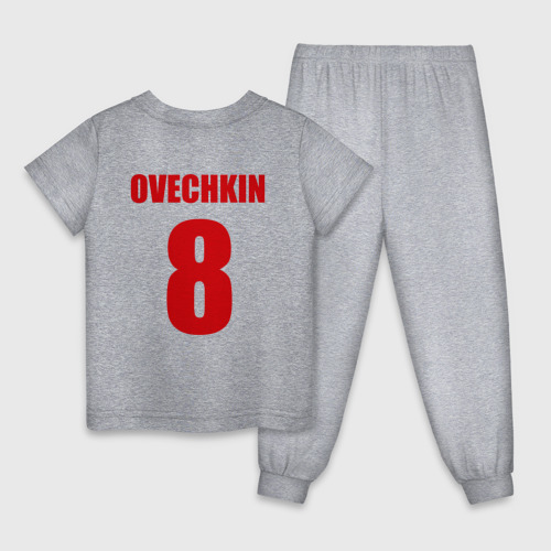 Детская пижама хлопок с принтом Washington Capitals Ovechkin 8, вид сзади #1