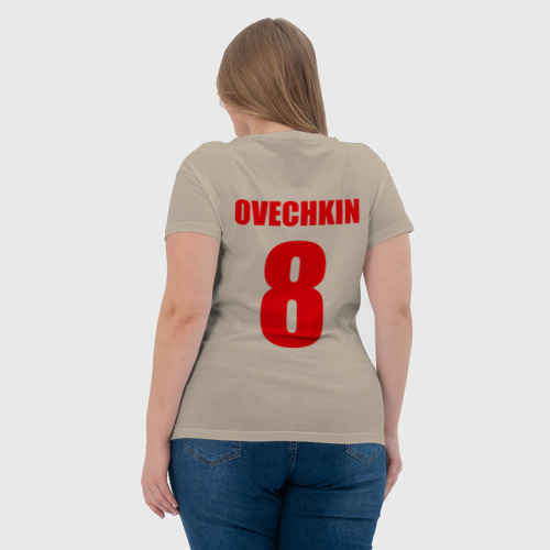 Женская футболка хлопок с принтом Washington Capitals Ovechkin 8, вид сзади #2