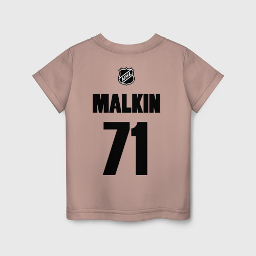 Детская футболка хлопок с принтом Pittsburgh Penguins Malkin 71, вид сзади #1
