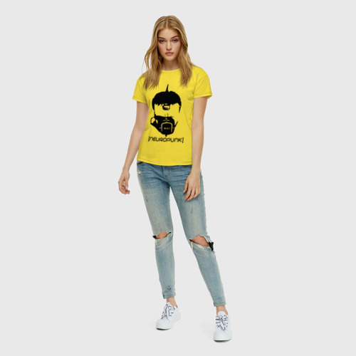 Женская футболка хлопок с принтом Neuropunk, вид сбоку #3