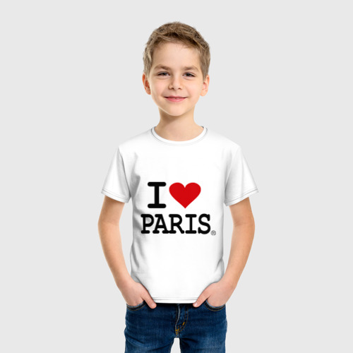 Детская футболка хлопок с принтом I love Paris, фото на моделе #1