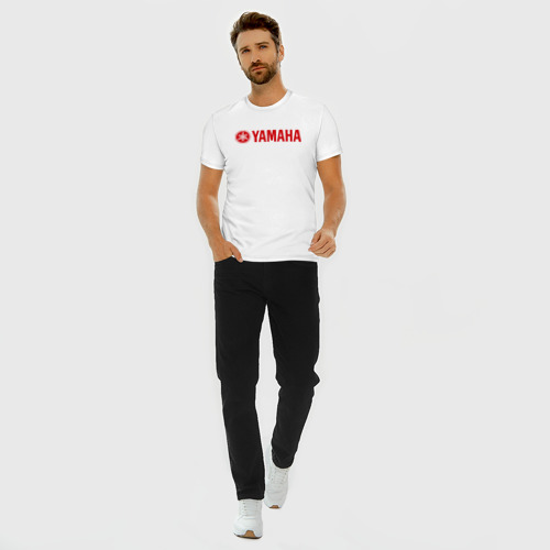 Мужская футболка хлопок Slim с принтом Yamaha, вид сбоку #3
