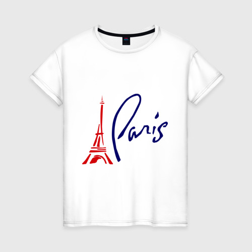 Женская футболка хлопок с принтом Paris (3), вид спереди #2