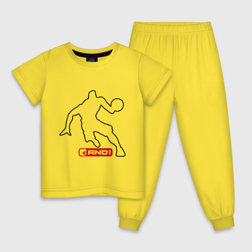 Детская пижама хлопок с принтом AND1 streetball, вид спереди #2