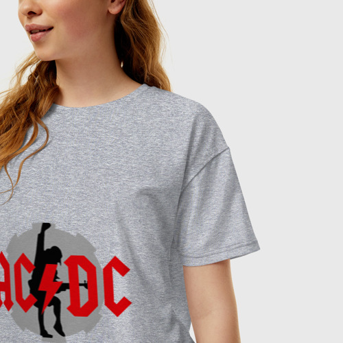 Женская футболка oversize с принтом AC DC Ангус Янг, фото на моделе #1