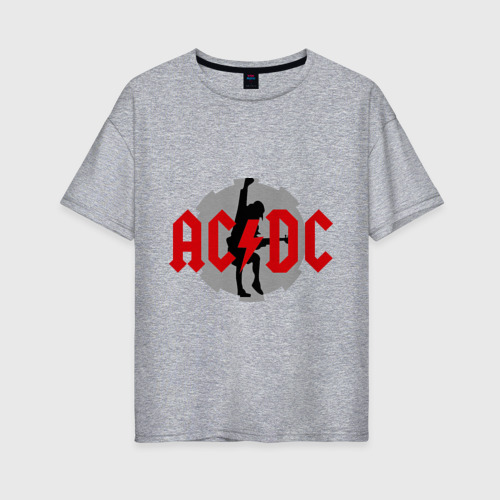 Женская футболка oversize с принтом AC DC Ангус Янг, вид спереди #2